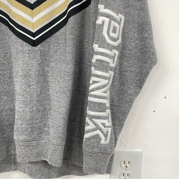 Pink Victoria Secret Grey White Colorblock Women Pullover Sweatshirt Oversized L - Picture 4 of 9